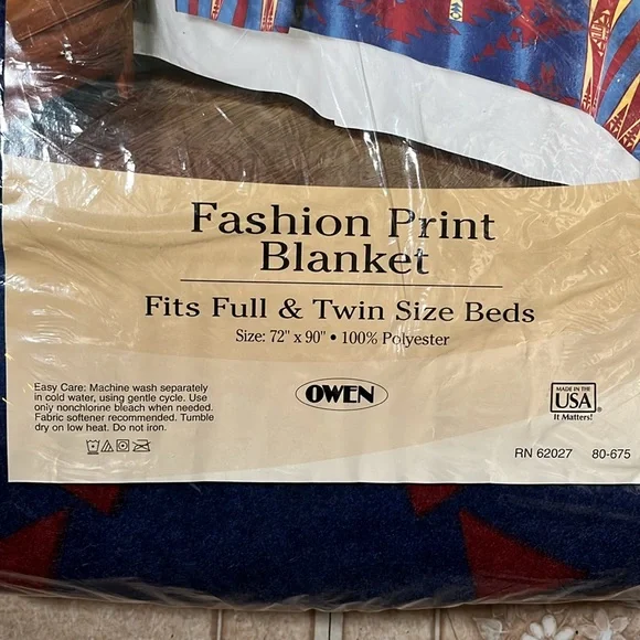 Southwestern Print Blanket 72 X 90 USA NEW Aztec Owen
